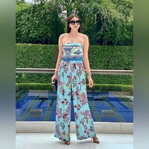 NWOT ZARA Multicoloured Strapless Printed Jumpsuit